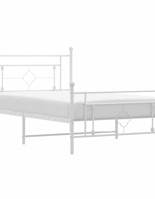 Загрузите изображение в средство просмотра галереи, Cadru de pat metalic cu tăblie de cap/picioare, alb, 107x203 cm - Lando
