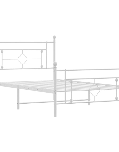 Загрузите изображение в средство просмотра галереи, Cadru de pat metalic cu tăblie de cap/picioare, alb, 107x203 cm - Lando
