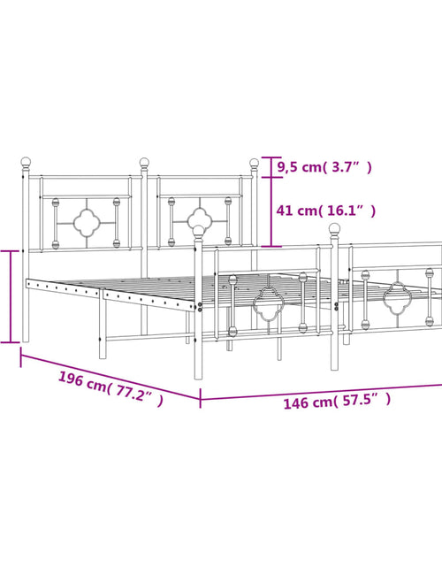 Încărcați imaginea în vizualizatorul Galerie, Cadru de pat metalic cu tăblie de cap/picioare, alb, 140x190 cm - Lando
