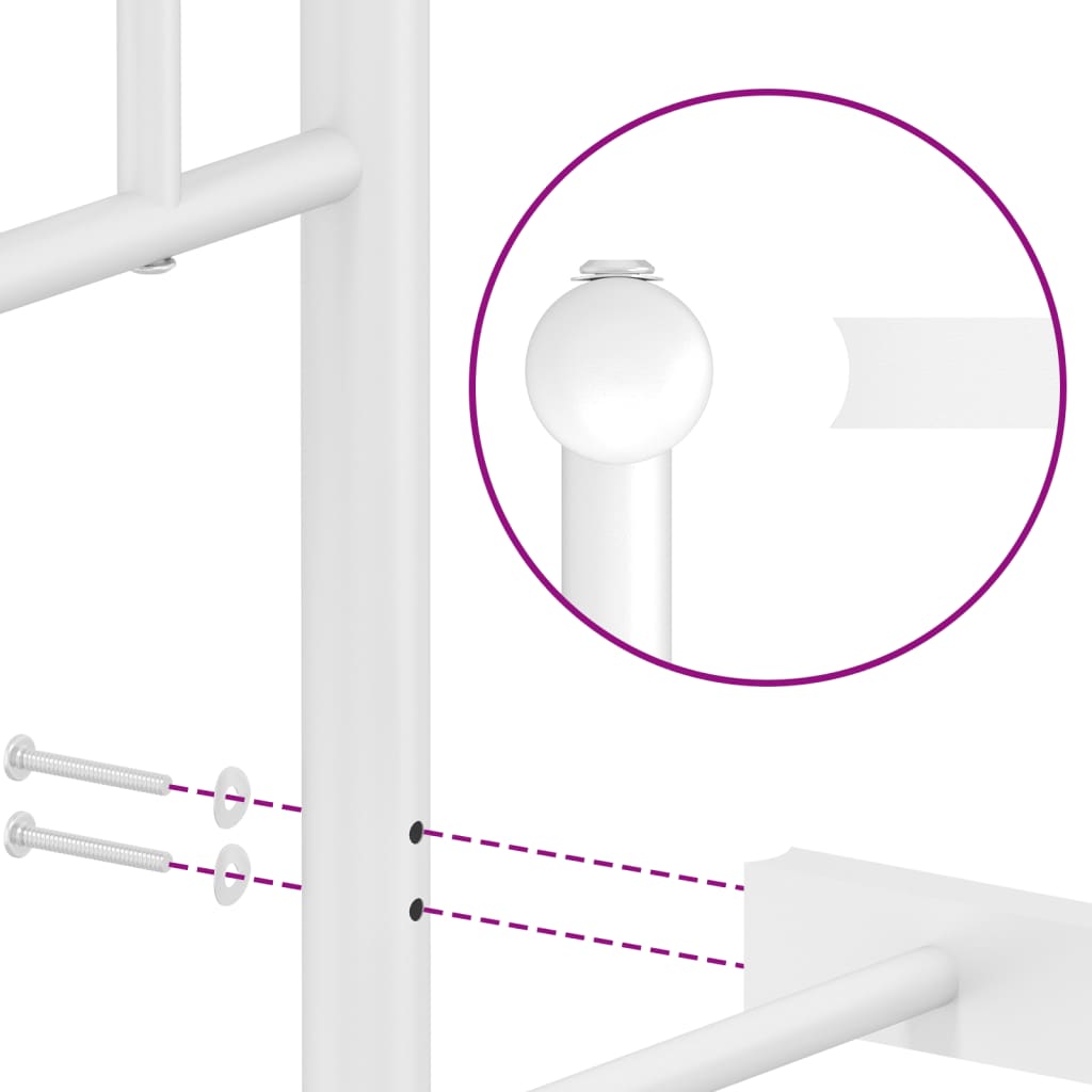 Cadru de pat metalic cu tăblie de cap/picioare, alb, 183x213 cm - Lando