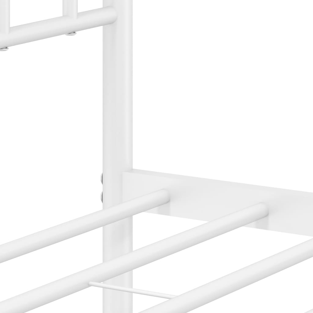 Cadru de pat metalic cu tăblie de cap/picioare, alb, 193x203 cm - Lando