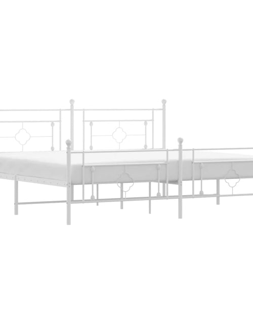 Загрузите изображение в средство просмотра галереи, Cadru de pat metalic cu tăblie, alb, 200x200 cm - Lando
