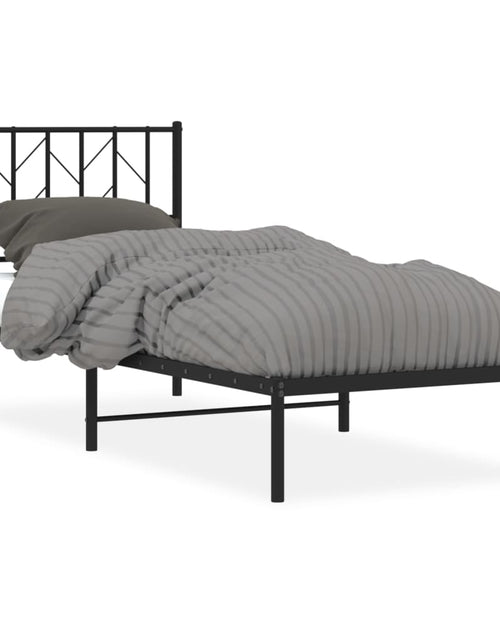 Încărcați imaginea în vizualizatorul Galerie, Cadru de pat metalic cu tăblie, negru, 80x200 cm - Lando
