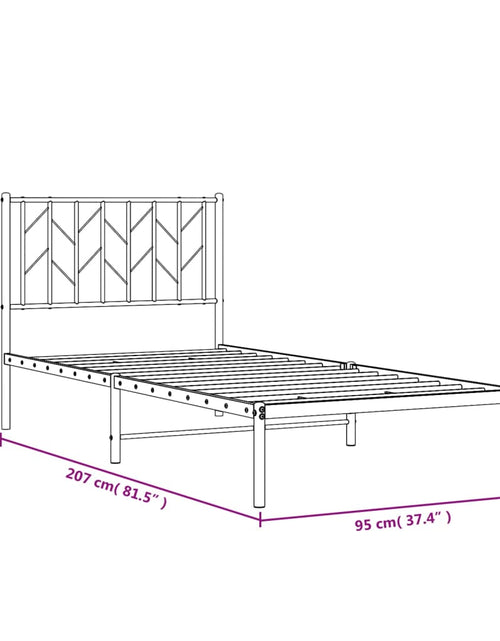 Încărcați imaginea în vizualizatorul Galerie, Cadru pat metalic cu tăblie, negru, 90x200 cm - Lando
