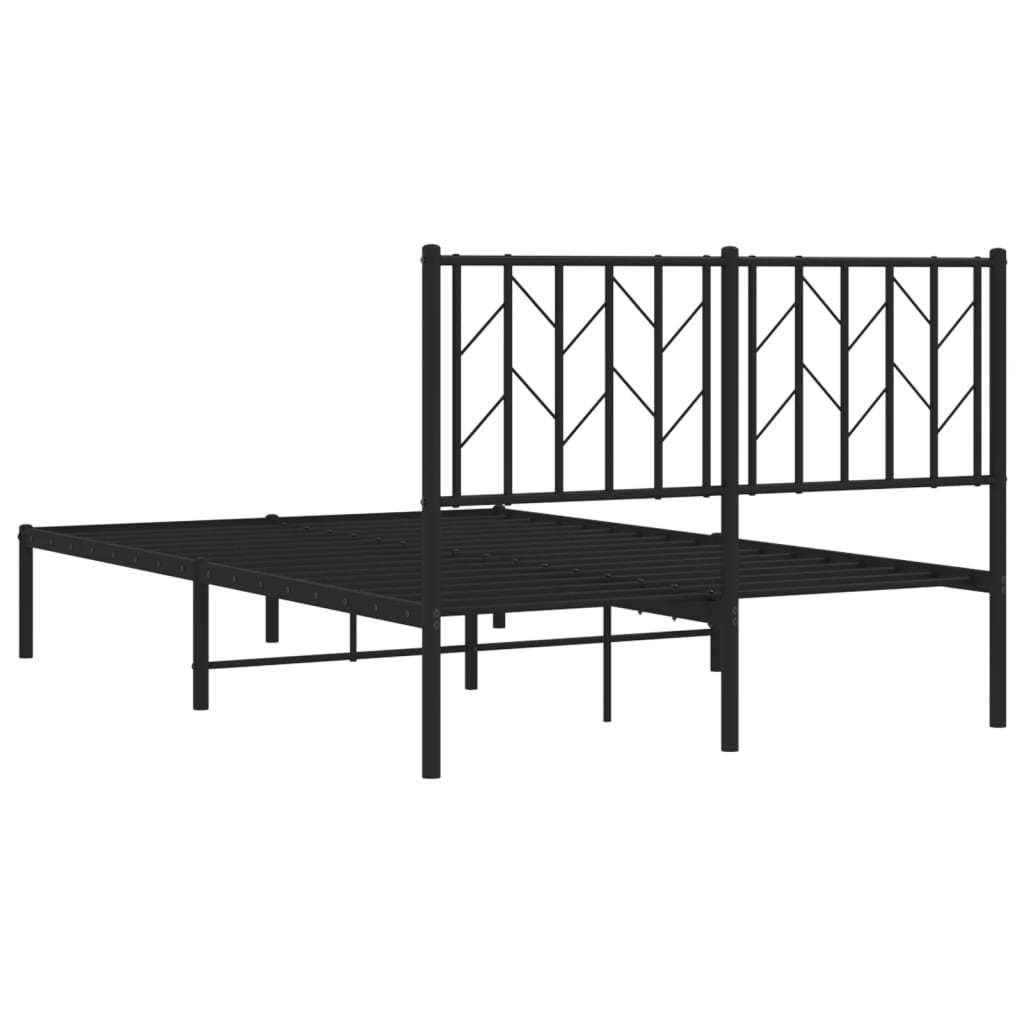 Cadru de pat metalic cu tăblie, negru, 120x200 cm - Lando