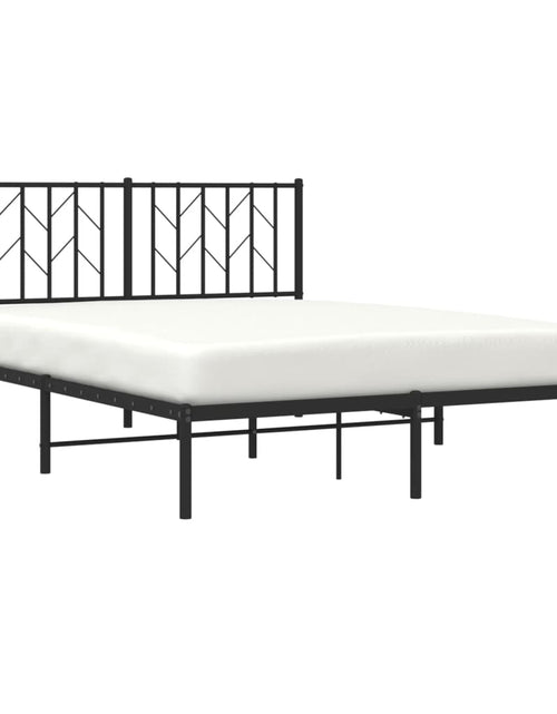 Încărcați imaginea în vizualizatorul Galerie, Cadru de pat metalic cu tăblie, negru, 140x190 cm - Lando
