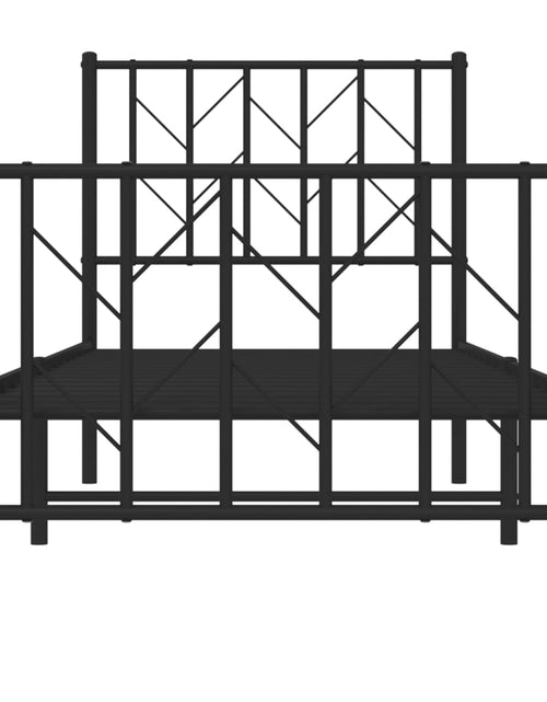 Загрузите изображение в средство просмотра галереи, Cadru pat metalic cu tăblii de cap/picioare, negru, 75x190 cm - Lando
