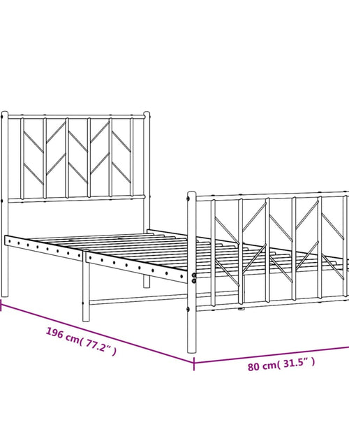 Încărcați imaginea în vizualizatorul Galerie, Cadru pat metalic cu tăblii de cap/picioare, negru, 75x190 cm - Lando
