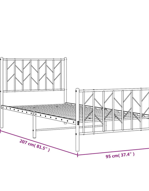 Загрузите изображение в средство просмотра галереи, Cadru pat metalic cu tăblii de cap/picioare, negru, 90x200 cm - Lando
