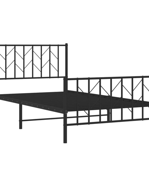 Загрузите изображение в средство просмотра галереи, Cadru pat metalic cu tăblii de cap/picioare, negru, 107x203 cm - Lando
