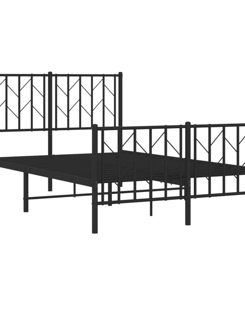 Загрузите изображение в средство просмотра галереи, Cadru pat metalic cu tăblie de cap/picioare, negru, 120x190 cm - Lando
