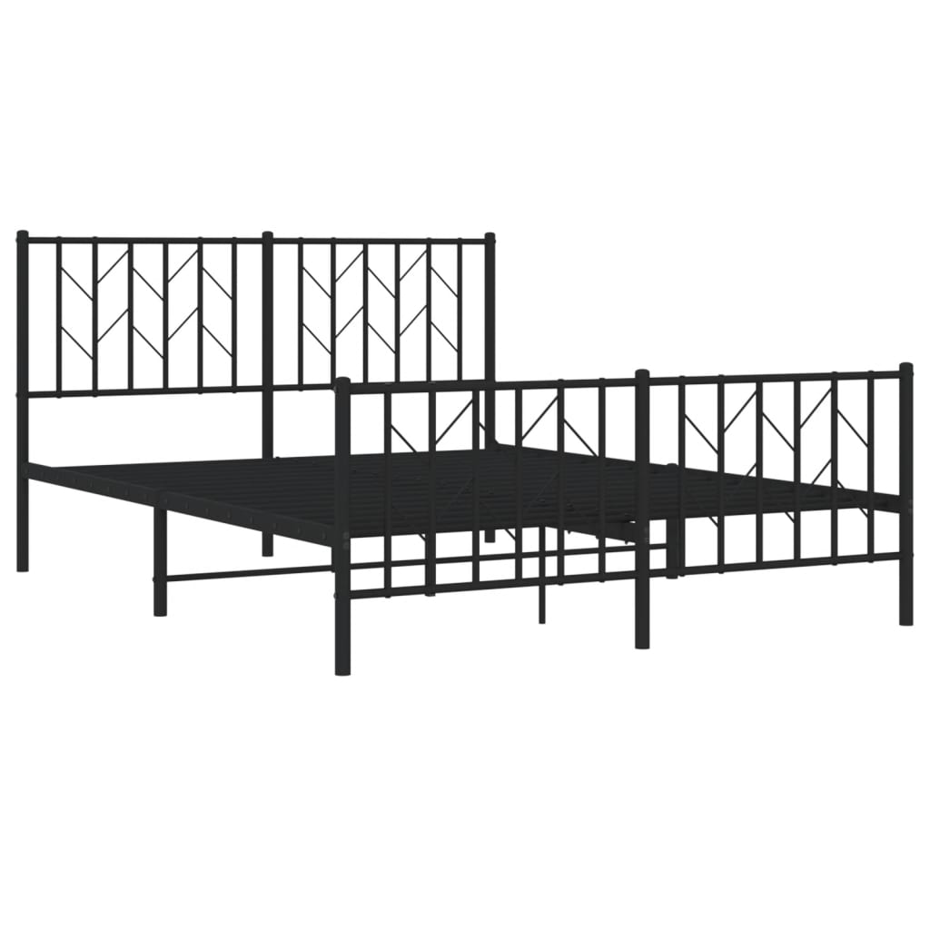 Cadru pat metalic cu tăblie de cap/picioare, negru, 140x190 cm - Lando