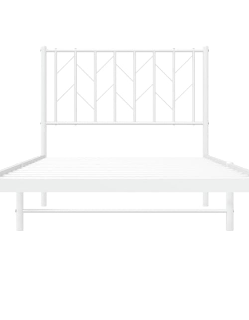 Încărcați imaginea în vizualizatorul Galerie, Cadru de pat metalic cu tăblie, alb, 90x190 cm - Lando
