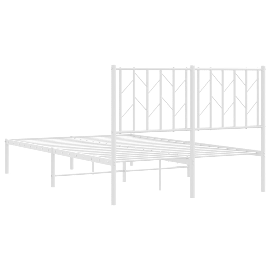 Cadru de pat metalic cu tăblie, alb, 120x200 cm - Lando