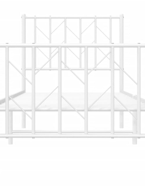 Загрузите изображение в средство просмотра галереи, Cadru de pat metalic cu tăblie de cap/picioare  alb, 75x190 cm - Lando
