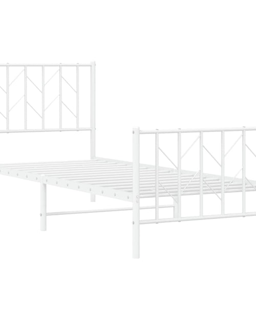 Încărcați imaginea în vizualizatorul Galerie, Cadru de pat metalic cu tăblie de cap/picioare alb, 80x200 cm - Lando
