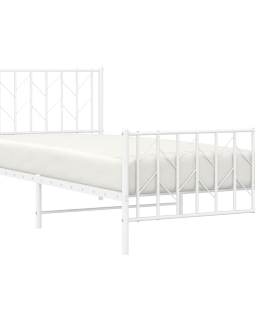 Încărcați imaginea în vizualizatorul Galerie, Cadru de pat metalic cu tăblie de cap/picioare , alb, 90x190 cm - Lando
