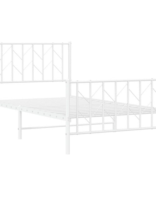 Загрузите изображение в средство просмотра галереи, Cadru de pat metalic cu tăblie de cap/picioare alb, 100x190 cm - Lando
