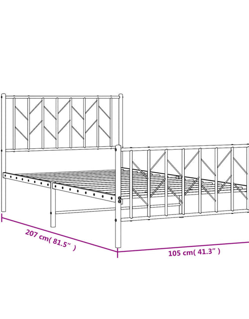 Încărcați imaginea în vizualizatorul Galerie, Cadru de pat metalic cu tăblie de cap/picioare  alb, 100x200 cm - Lando
