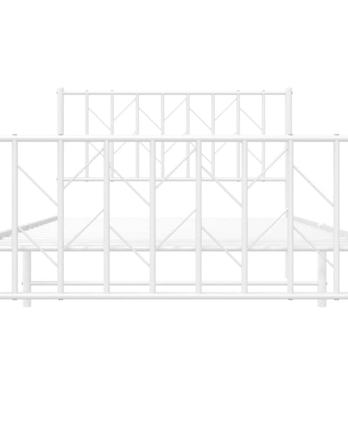 Загрузите изображение в средство просмотра галереи, Cadru de pat metalic cu tăblie de cap/picioare alb 107x203 cm - Lando
