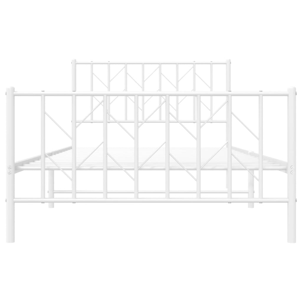 Cadru de pat metalic cu tăblie de cap/picioare alb 107x203 cm - Lando