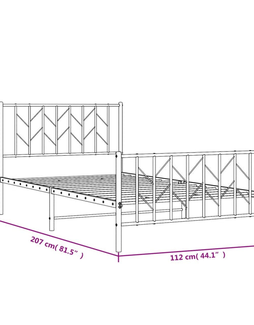 Încărcați imaginea în vizualizatorul Galerie, Cadru de pat metalic cu tăblie de cap/picioare alb 107x203 cm - Lando
