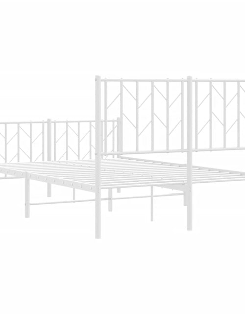 Încărcați imaginea în vizualizatorul Galerie, Cadru pat metalic cu tăblie de cap/picioare , alb, 120x190 cm - Lando
