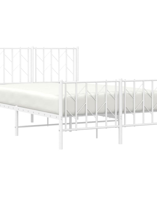 Încărcați imaginea în vizualizatorul Galerie, Cadru pat metalic cu tăblie de cap/picioare , alb, 120x200 cm - Lando
