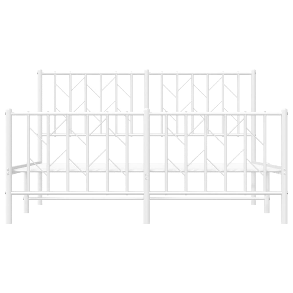 Cadru pat metalic cu tăblie de cap/picioare , alb, 135x190 cm - Lando