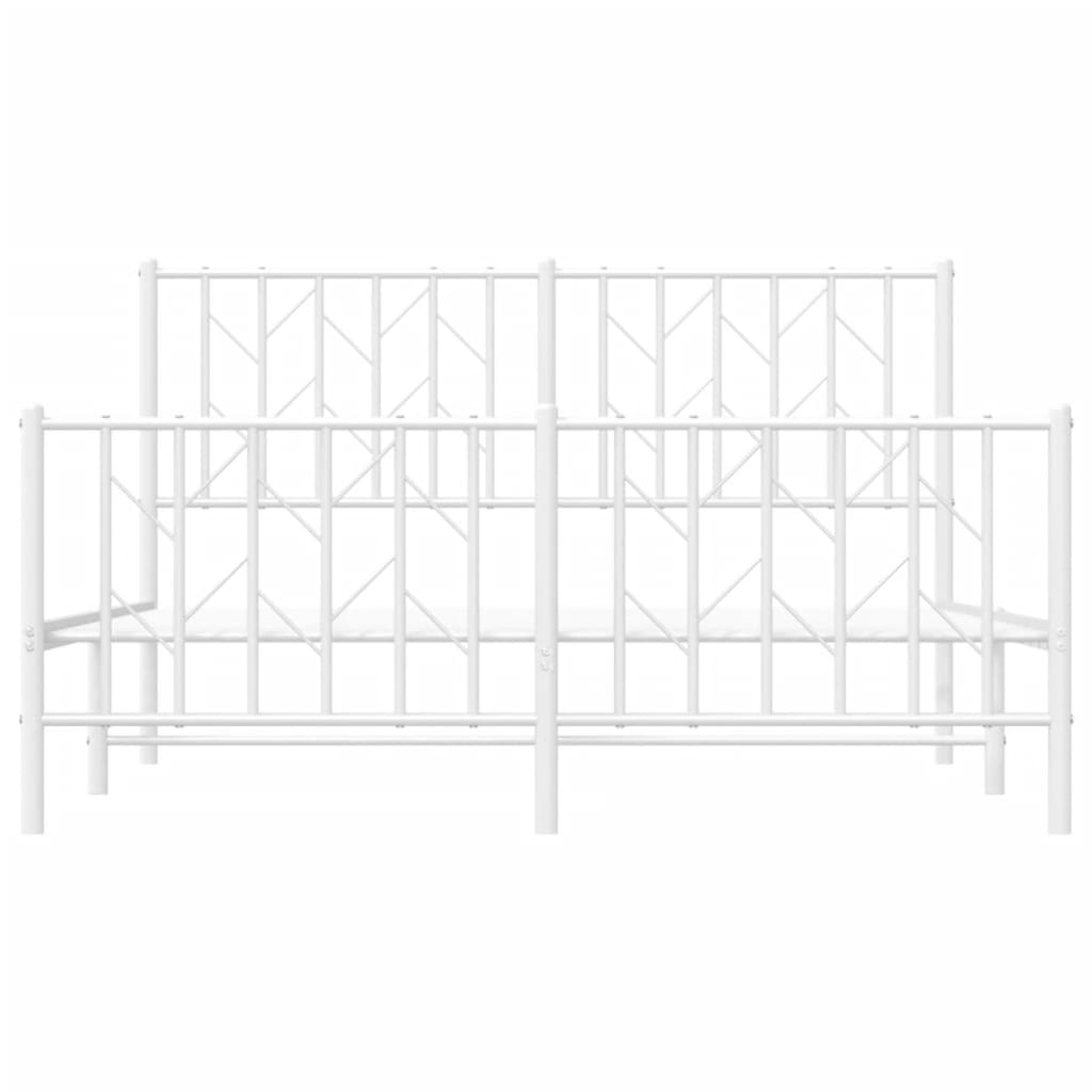 Cadru pat metalic cu tăblie de cap/picioare , alb, 140x190 cm - Lando