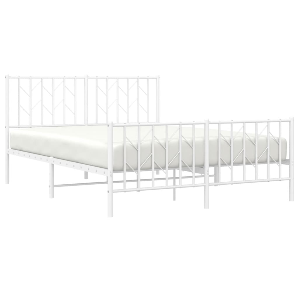 Cadru pat metalic cu tăblie de cap/picioare , alb, 140x200 cm - Lando