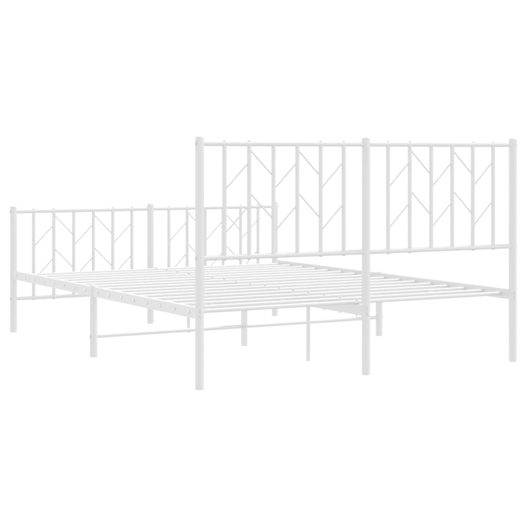 Cadru pat metalic cu tăblie de cap/picioare , alb, 140x200 cm - Lando