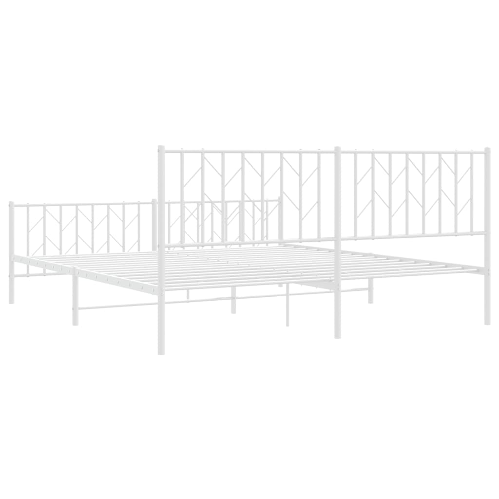 Cadru pat metalic cu tăblie de cap/picioare , alb, 180x200 cm - Lando