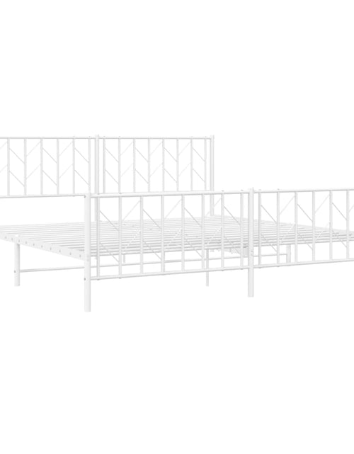 Încărcați imaginea în vizualizatorul Galerie, Cadru pat metalic cu tăblie de cap/picioare , alb, 193x203 cm - Lando
