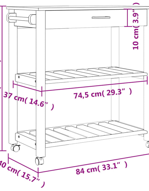 Încărcați imaginea în vizualizatorul Galerie, Cărucior de bucătărie „MONZA”, 84x40x90 cm, lemn masiv de pin - Lando
