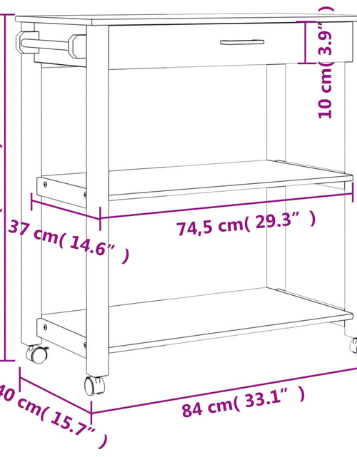 Încărcați imaginea în vizualizatorul Galerie, Cărucior de bucătărie „MONZA”, 84x40x90 cm, lemn masiv de pin - Lando
