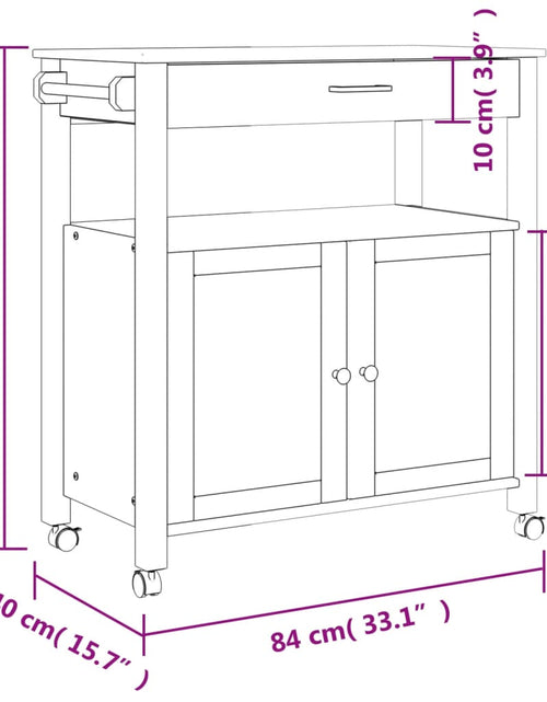 Încărcați imaginea în vizualizatorul Galerie, Cărucior de bucătărie „MONZA”, 84x40x90 cm, lemn masiv de pin - Lando
