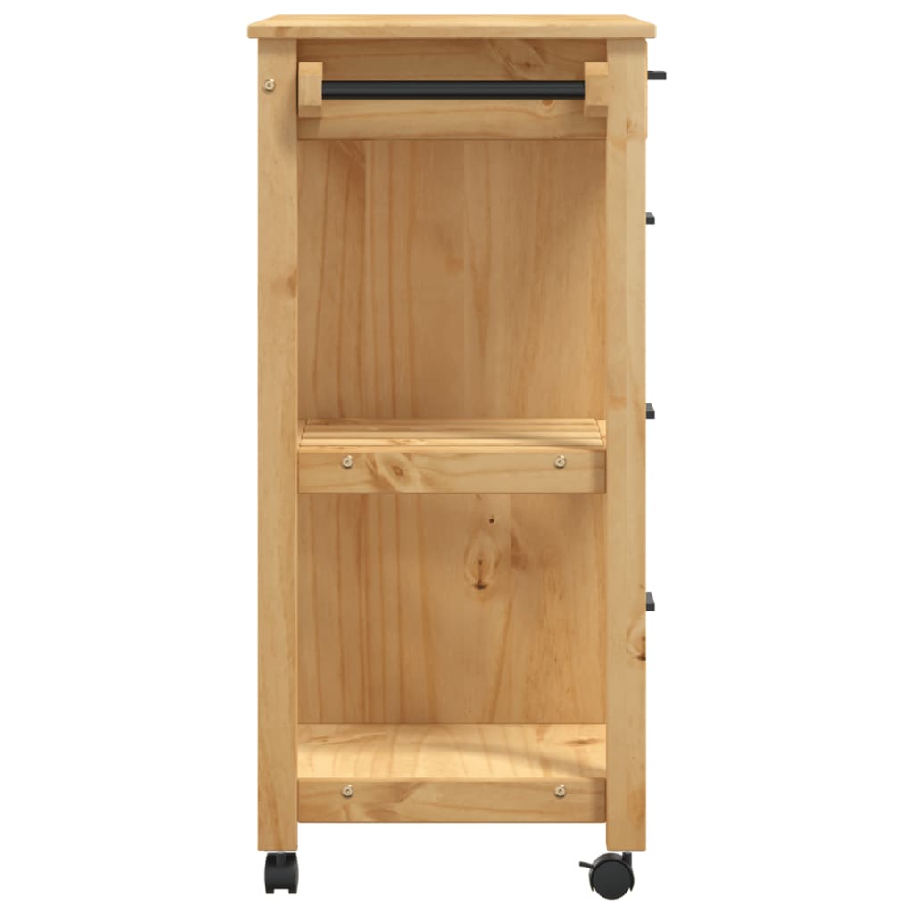 Cărucior de bucătărie „MONZA”, 84x40x90 cm, lemn masiv de pin - Lando