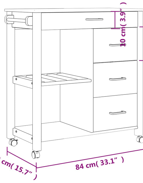 Загрузите изображение в средство просмотра галереи, Cărucior de bucătărie „MONZA”, 84x40x90 cm, lemn masiv de pin - Lando
