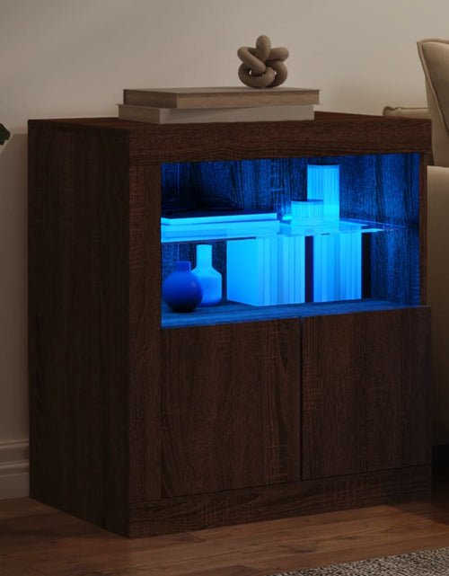 Încărcați imaginea în vizualizatorul Galerie, Servantă cu lumini LED, stejar maro, 60,5x37x67 cm - Lando
