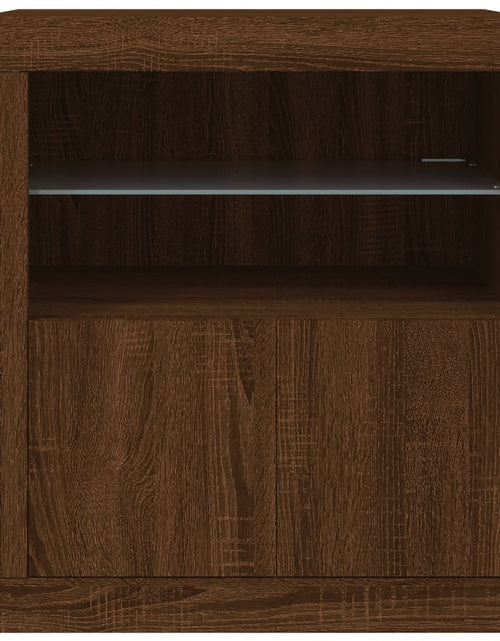 Încărcați imaginea în vizualizatorul Galerie, Servantă cu lumini LED, stejar maro, 60,5x37x67 cm - Lando

