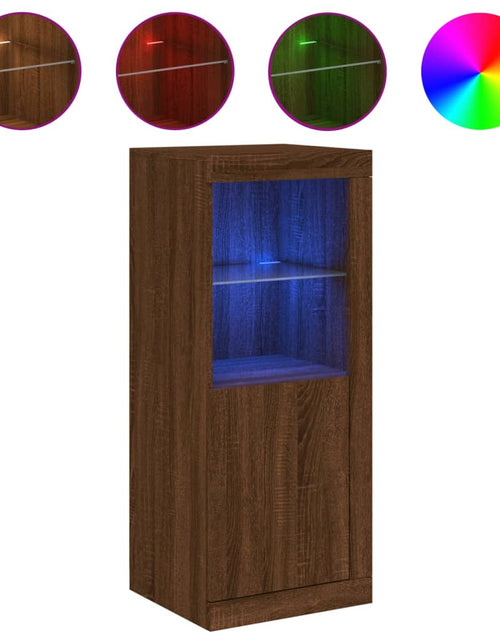 Загрузите изображение в средство просмотра галереи, Servantă cu lumini LED, stejar maro, 41x37x100 cm - Lando
