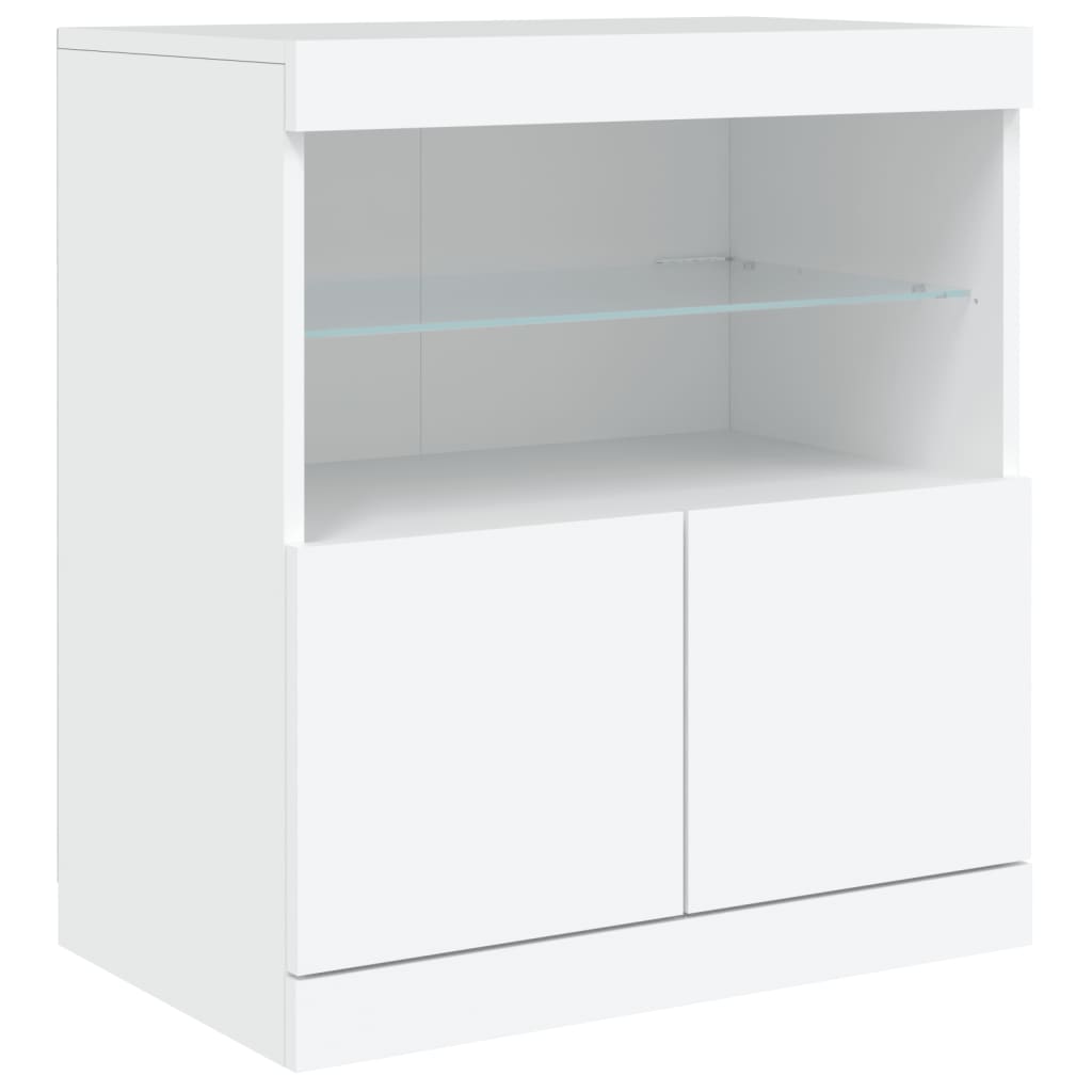 Servantă cu lumini LED, alb, 60x37x67 cm - Lando