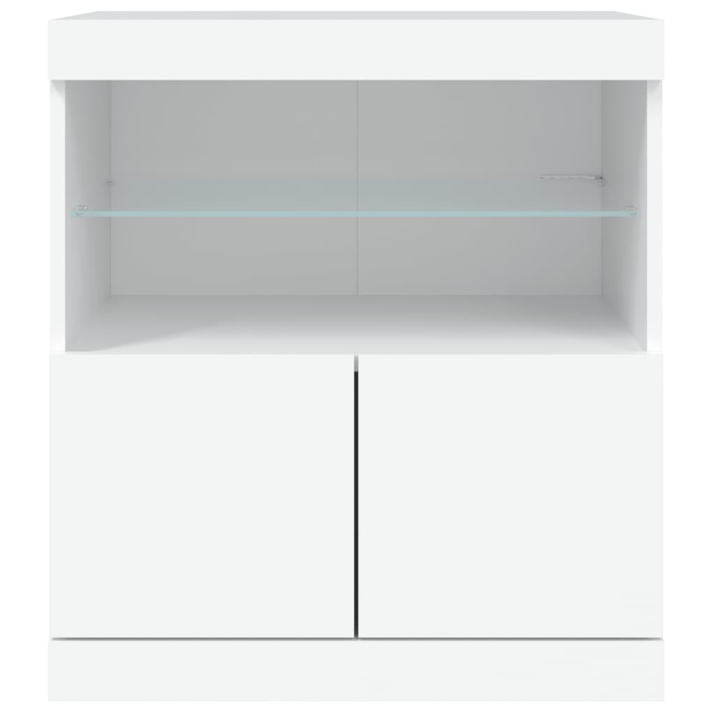 Servantă cu lumini LED, alb, 60x37x67 cm - Lando