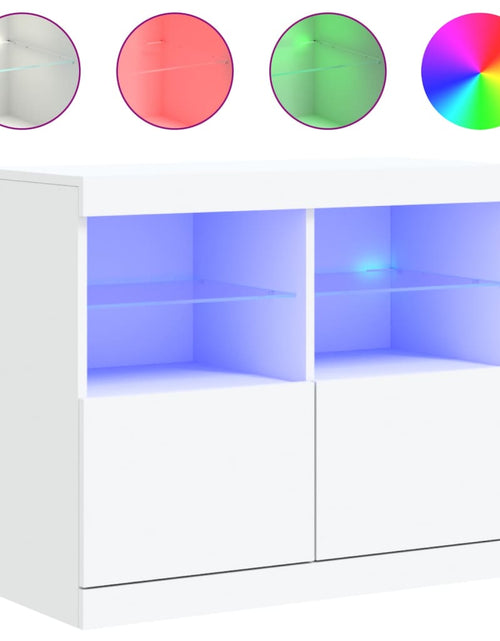 Încărcați imaginea în vizualizatorul Galerie, Servantă cu lumini LED, alb, 81x37x67 cm - Lando
