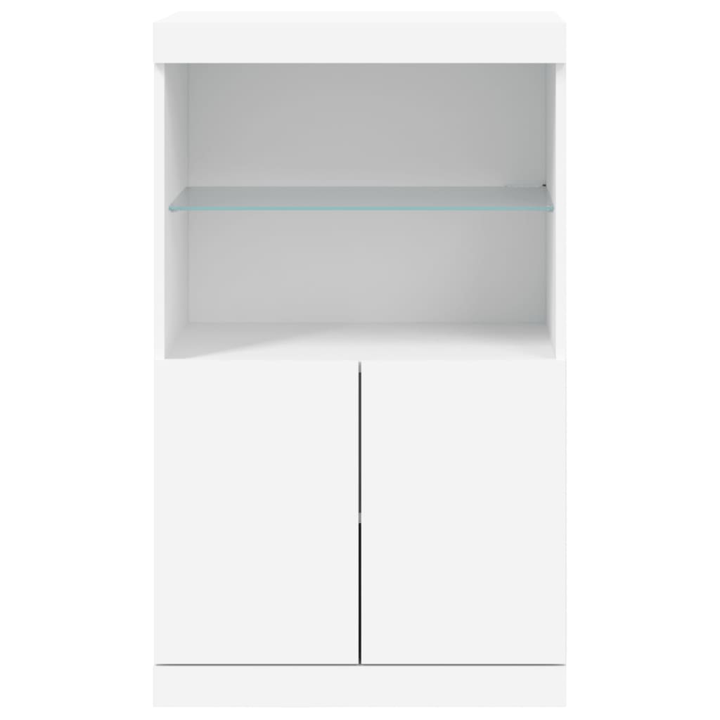 Servantă cu lumini LED, alb, 60,5x37x100 cm - Lando