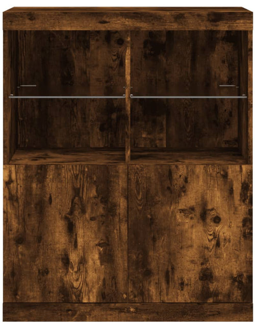 Încărcați imaginea în vizualizatorul Galerie, Servantă cu lumini LED, stejar fumuriu, 81x37x100 cm - Lando
