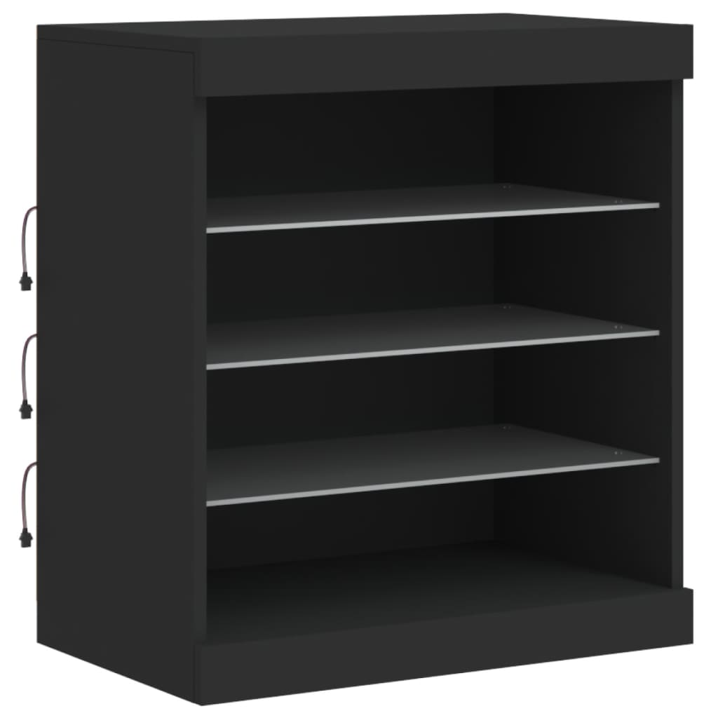 Servantă cu lumini LED, negru, 60,5x37x67 cm - Lando