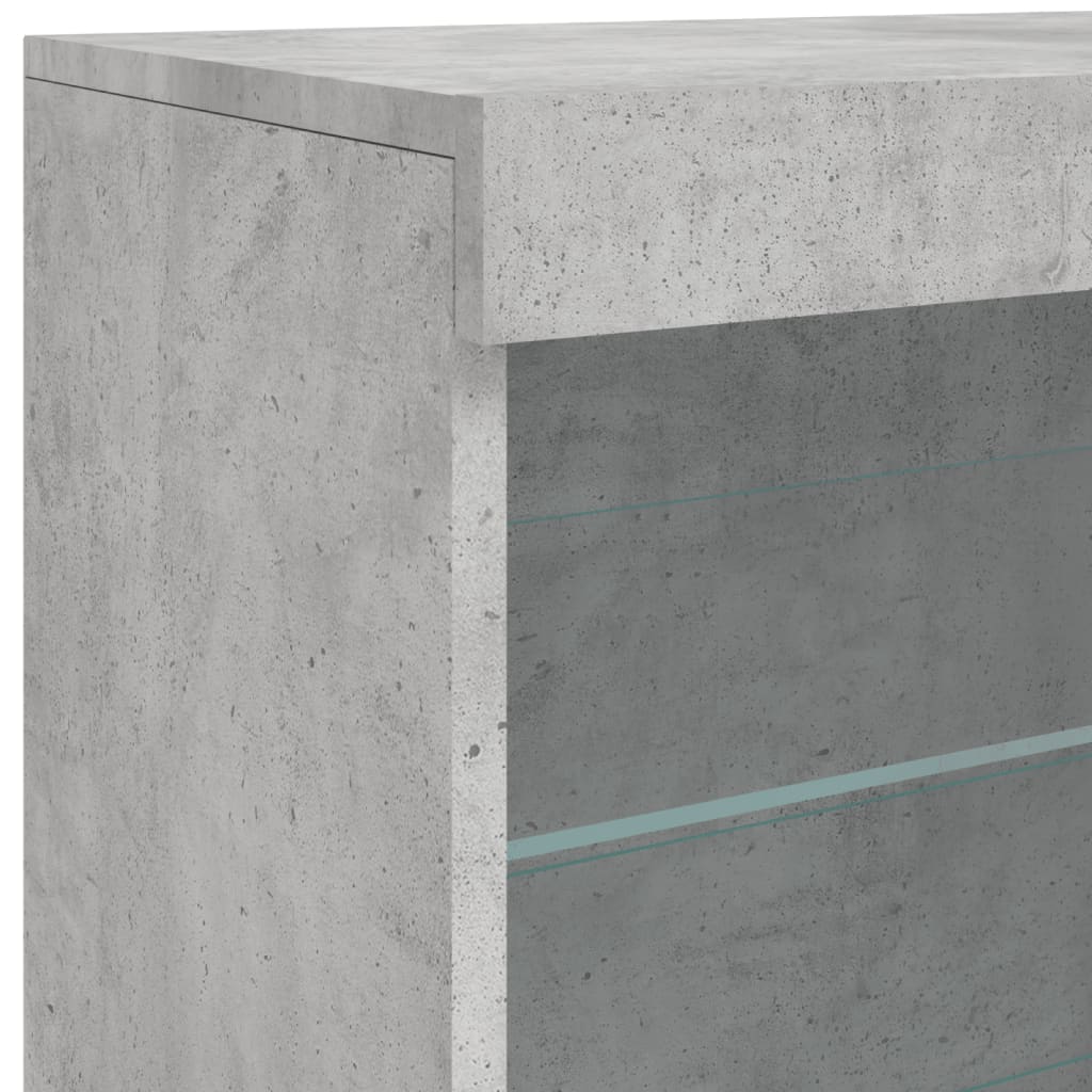 Servantă cu lumini LED, gri beton, 60,5x37x67 cm - Lando