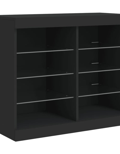 Загрузите изображение в средство просмотра галереи, Servantă cu lumini LED, negru, 81x37x67 cm - Lando
